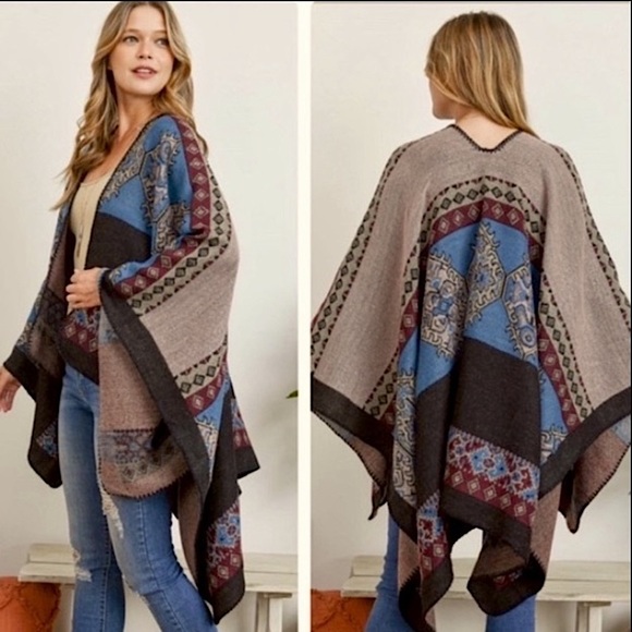 ✌🏼 #1330 Cozy Western Style Must Have Poncho - Picture 5 of 16